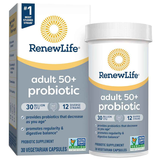 Renew Life Bienestar Digestivo para Mayores de 50 años 30 Mil Millones CFU - 30 Cápsulas Vegetarianas - Haz Tu Pedido