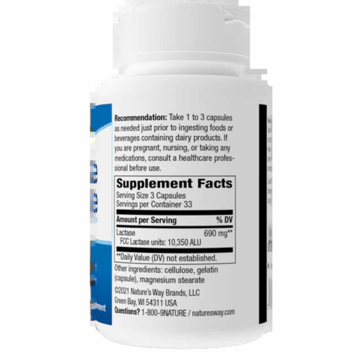 Natures Way Enzima Lactasa 690 mg - 100  Cápsulas - Tabla Nutricional - Haz Tu Pedido