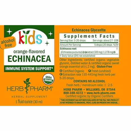 Herb Pharm  Gotas para Niños de Equinácea - 30 ml - Tabla Nutricional - Haz Tu Pedido