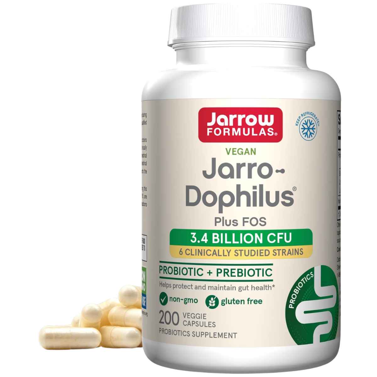 Jarrow Formulas Jarro-Dophilus® Probiótico más Prebiótico 3,4 Mil Millones CFU - 200 Cápsulas Vegetales - Haz Tu Pedido