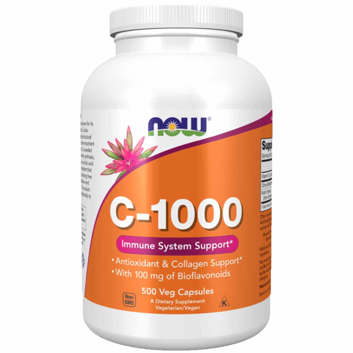 NOW Foods Vitamina C-1000 1000 mg - 500  Cápsulas Vegetales - Haz Tu Pedido
