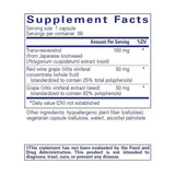 Pure Encapsulations  Resveratrol Extra  - Sabor Uva - 60  Cápsulas - Tabla Nutricional - Haz Tu Pedido