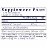Pure Encapsulations  L-Arginina  - 180  Cápsulas - Tabla Nutricional - Haz Tu Pedido