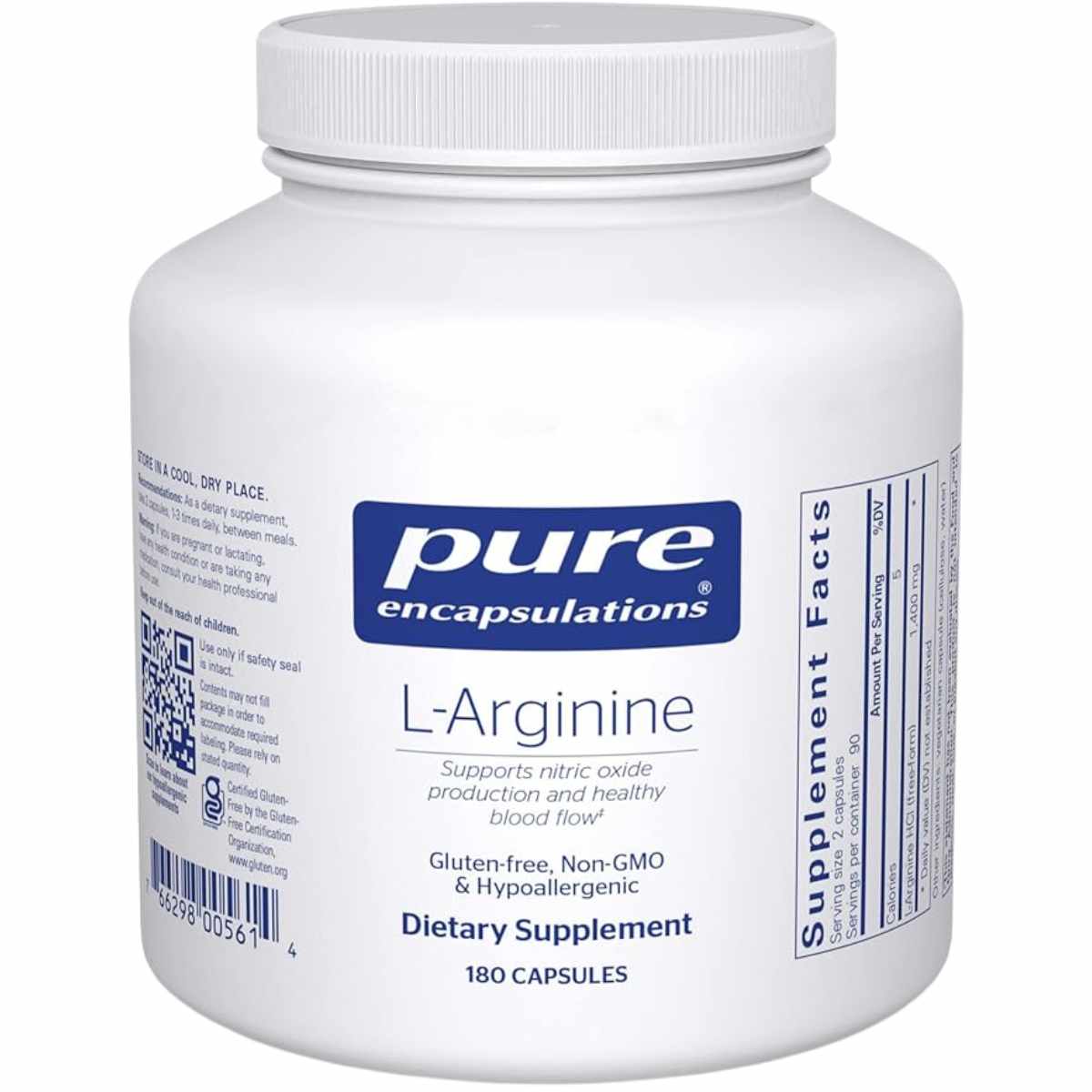 Pure Encapsulations  L-Arginina  - 180  Cápsulas - Haz Tu Pedido