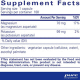 Pure Encapsulations Potasio Magnesio (Aspartato) - 180 Cápsulas - Tabla Nutricional - Haz Tu Pedido