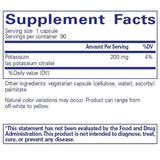 Pure Encapsulations Potasio (Citrato) - 90 Cápsulas - Tabla Nutricional - Haz Tu Pedido