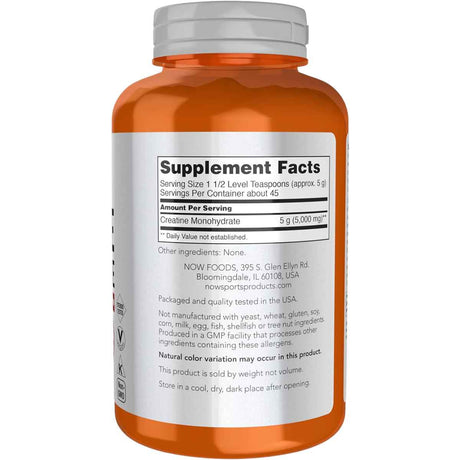 NOW Foods Monohidrato de Creatina - 227 g - Tabla Nutricional - Haz Tu Pedido