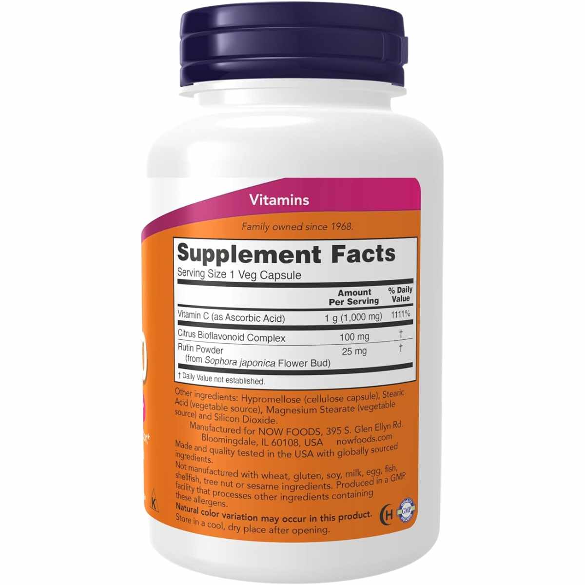 NOW Foods Vitamina C-1000 1000 - 100 Cápsulas Vegetales - Tabla Nutricional - Haz Tu Pedido