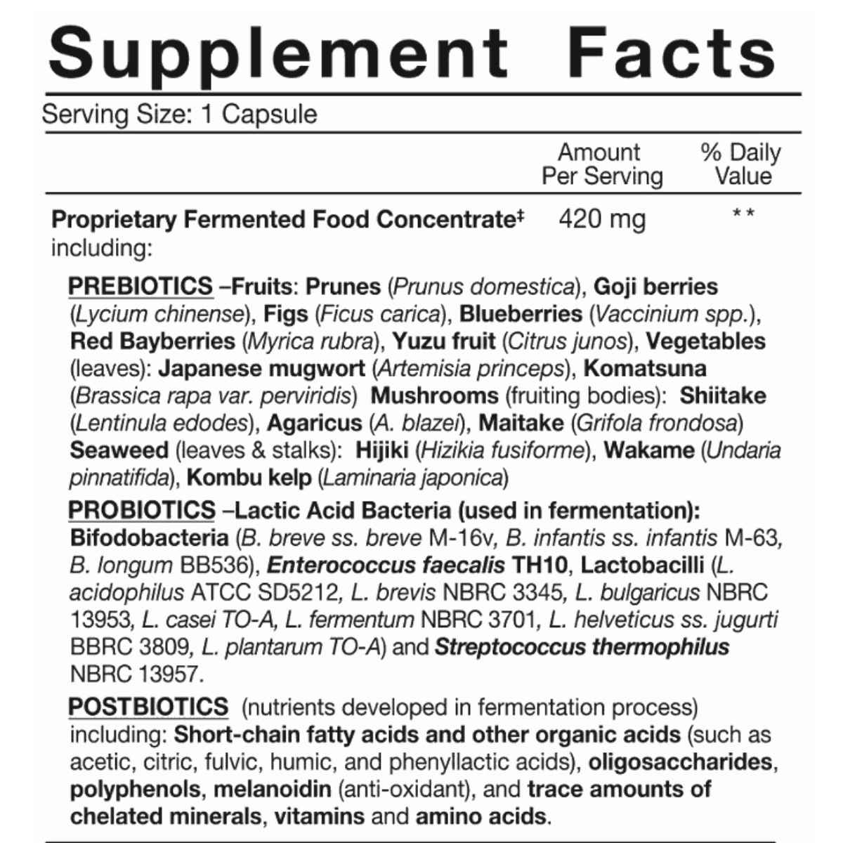 Dr. Ohhira's  Probióticos Fórmula Profesional - 30 Cápsulas - Tabla Nutricional - Haz Tu Pedido