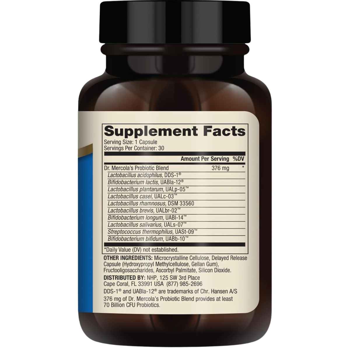 Dr. Mercola Probióticos Completos 70 Mil Millones CFU - 30 Cápsulas - Tabla Nutricional - Haz Tu Pedido