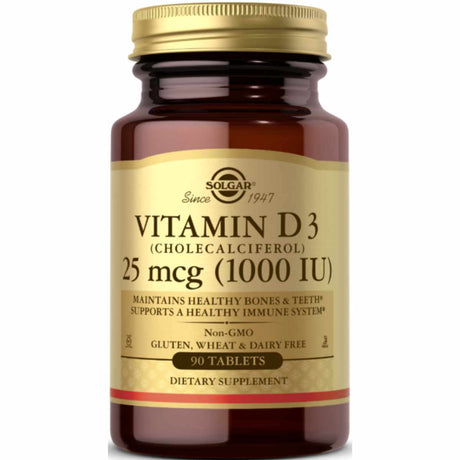 Solgar Vitamina D3 (Colecalciferol) 25 mcg 1000 IU - 90 Tabletas - Haz Tu Pedido