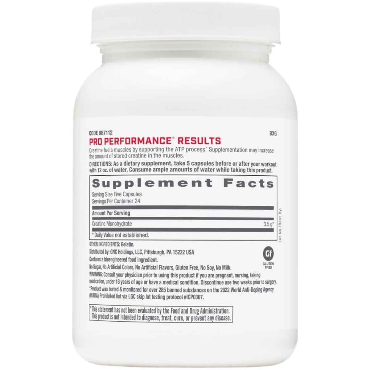 GNC Monohidrato de Creatina Rendimiento profesional 3500 mg - 120 Cápsulas - Haz Tu Pedido