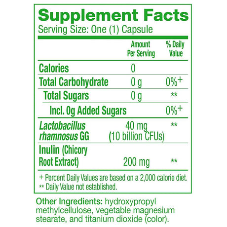 Culturelle Probiótico Digestivo Diario 200 mg - 30 Cápsulas Vegetarianas - Tabla Nutricional - Haz Tu Pedido