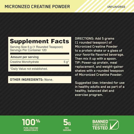 Optimum Nutrition Creatina Micronizada 5 g Polvo
