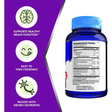 Focus Factor Enfoque Cerebral Para Niños  - Sabor Bayas - 60 Tabletas Masticables -  Tabla Nutricional - Haz Tu Pedido