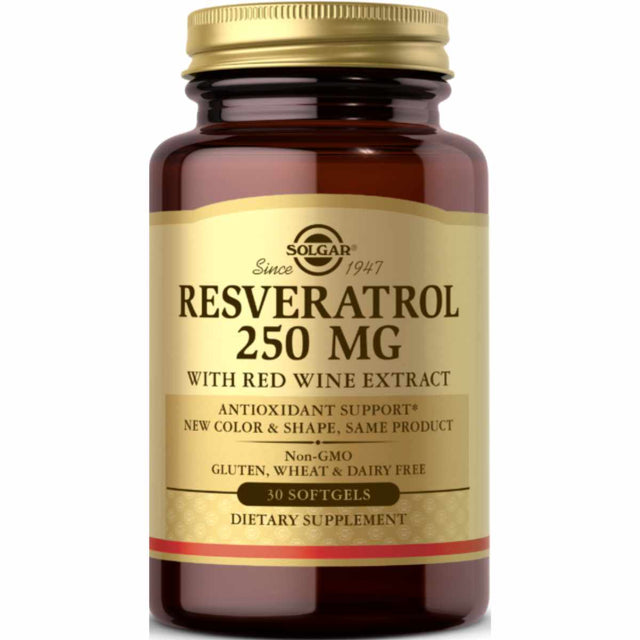 Solgar Resveratrol Con Extracto De Vino Tinto 250 mg - 30 Cápsulas Blandas - Haz Tu Pedido