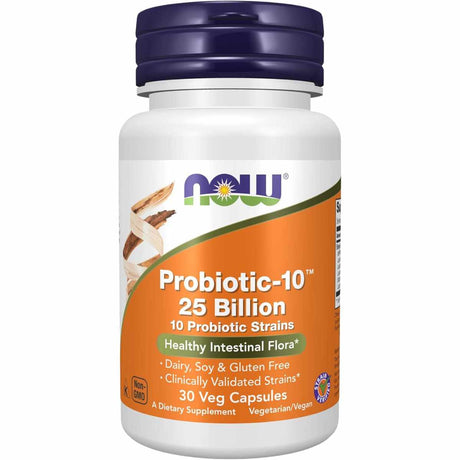 NOW Foods Probiótico-10™ 25 Mil Millones - 30  Cápsulas Vegetales - Haz Tu Pedido