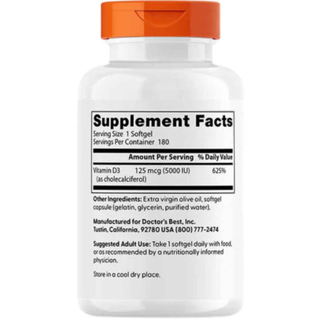 Doctor’s Best Vitamina D3 5000 IU - Cápsulas Blandas