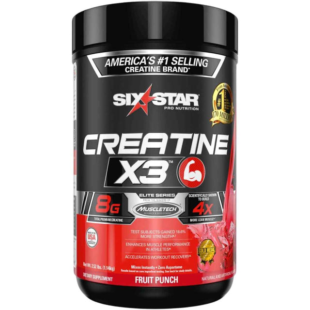 Six Star Creatina x3 - Sabor Ponche de Frutas - 1140 g - Haz Tu Pedido