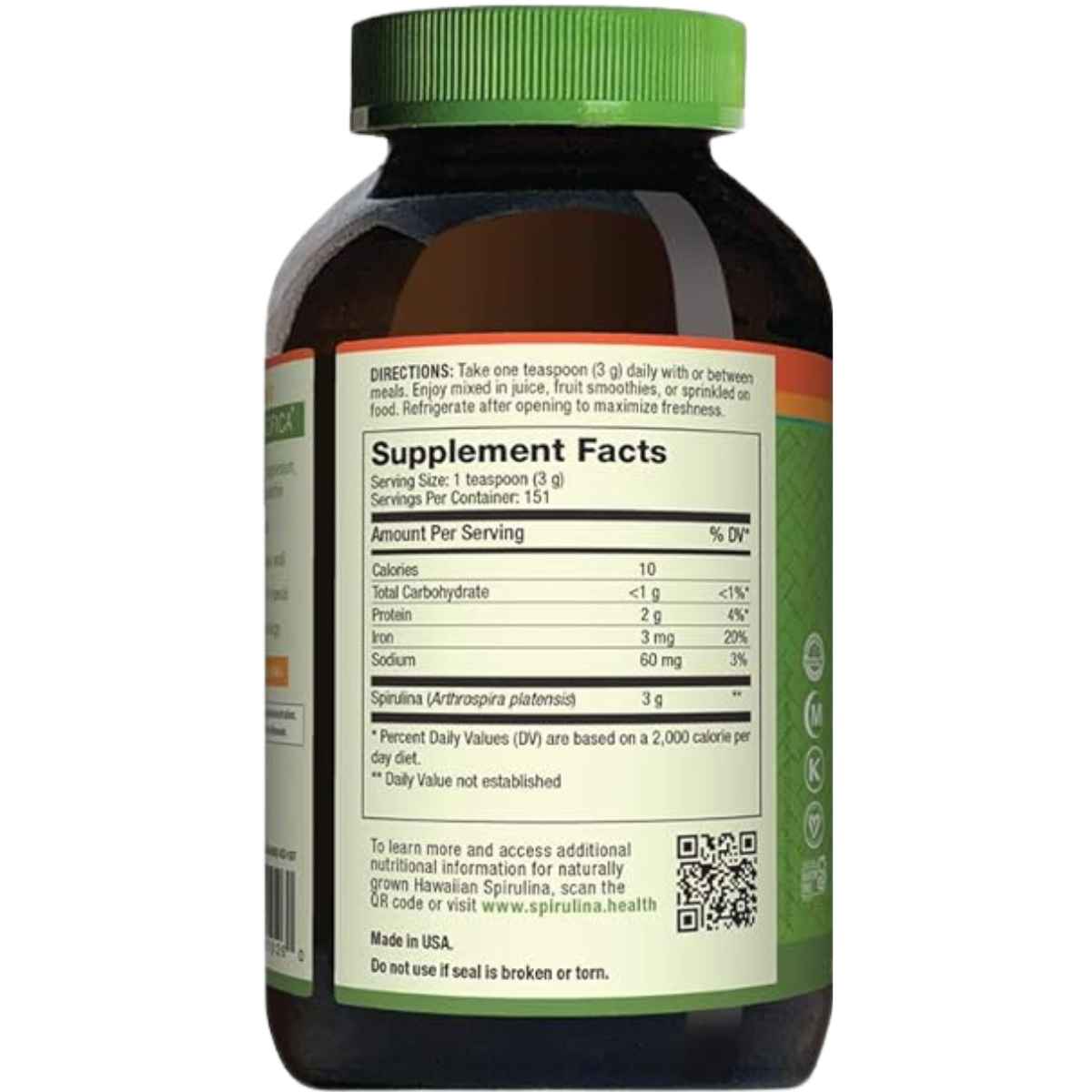 Nutrex Hawaii i Espirulina Hawaiana Pura en Polvo - 454 g - Tabla Nutricional - Haz Tu Pedido