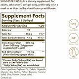 Solgar Resveratrol Con Extracto De Vino Tinto 250 mg - 60 Cápsulas Blandas - Tabla Nutricional - Haz Tu Pedido