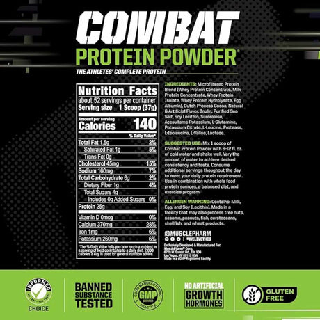 MusclePharm Proteína en Polvo - Sabor Chocolate con leche - 4 lb - Tabla Nutricional - Haz Tu Pedido