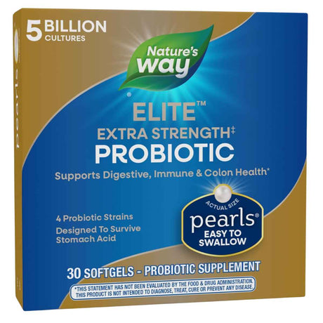 Natures Way Pearls® Elite™ Probióticos Extra Potentes 5 Mil Millones CFU - 30 Cápsulas Blandas - Haz Tu Pedido