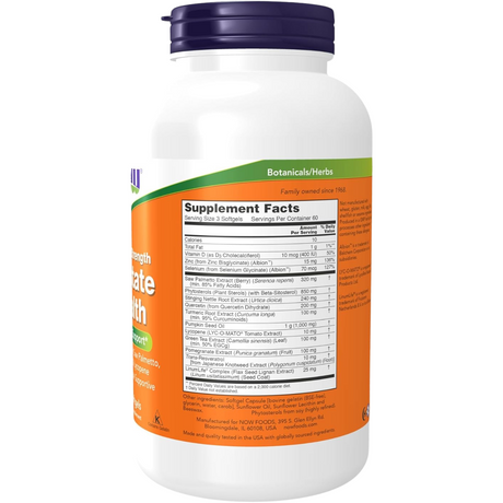 NOW Foods Salud De La Próstata - 180 Cápsulas Blandas - Tabla Nutricional - Haz Tu Pedido