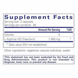 Pure Encapsulations  L-Arginina  - 90 Cápsulas - Tabla Nutricional - Haz Tu Pedido