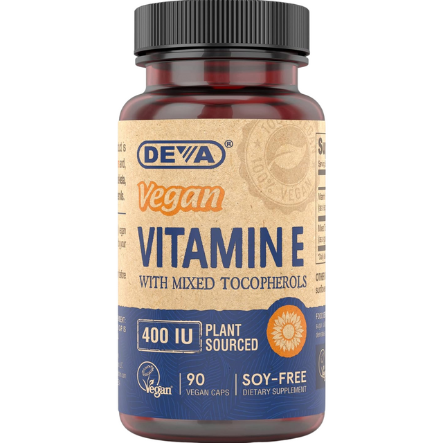 Deva Nutrition Vitamina E con Tocoferoles Mixtos 400 IU - 90 Cápsulas Veganas - Haz Tu Pedido