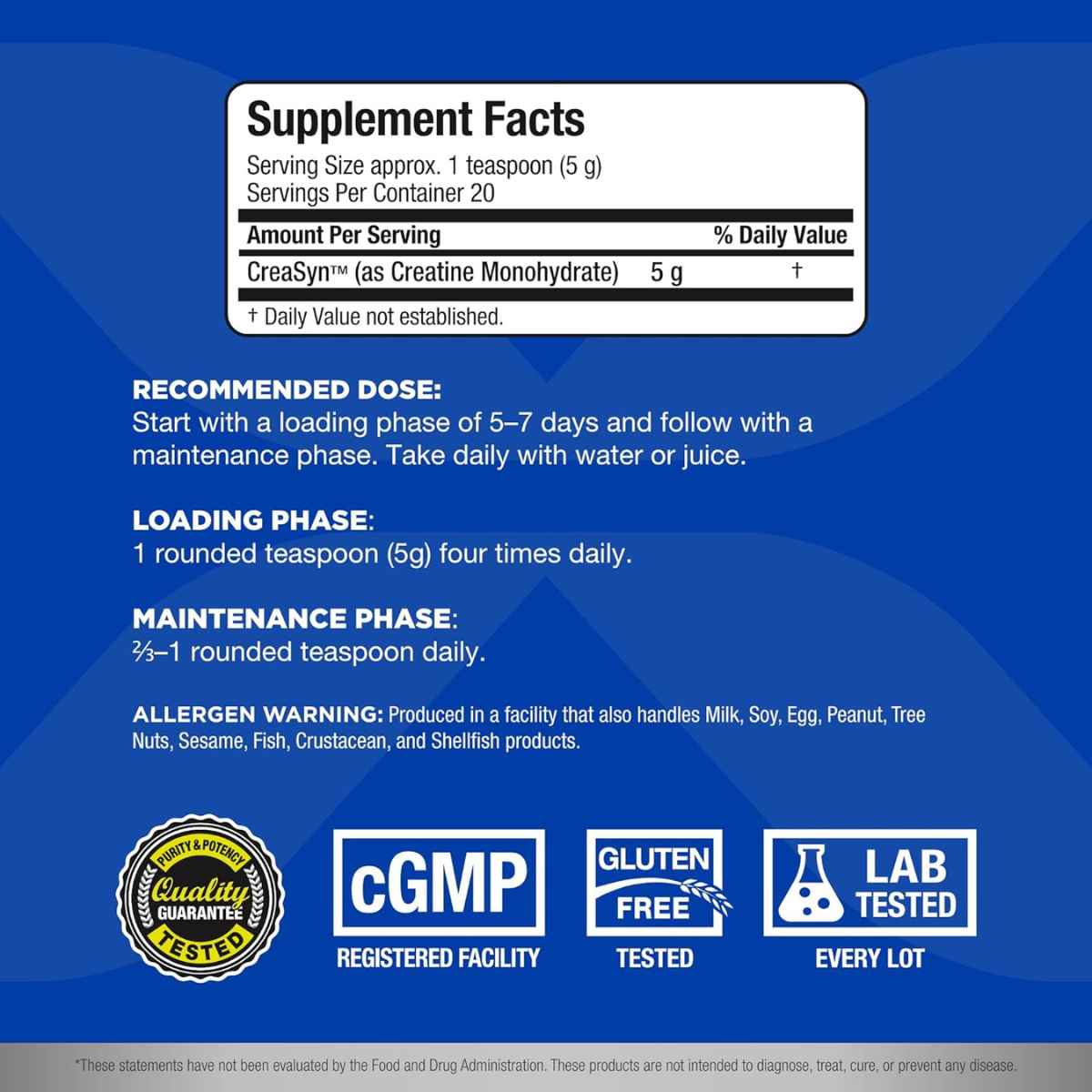 AllMax Nutrition Monohidrato de Creatina - 100 g - Tabla Nutricional - Haz Tu Pedido