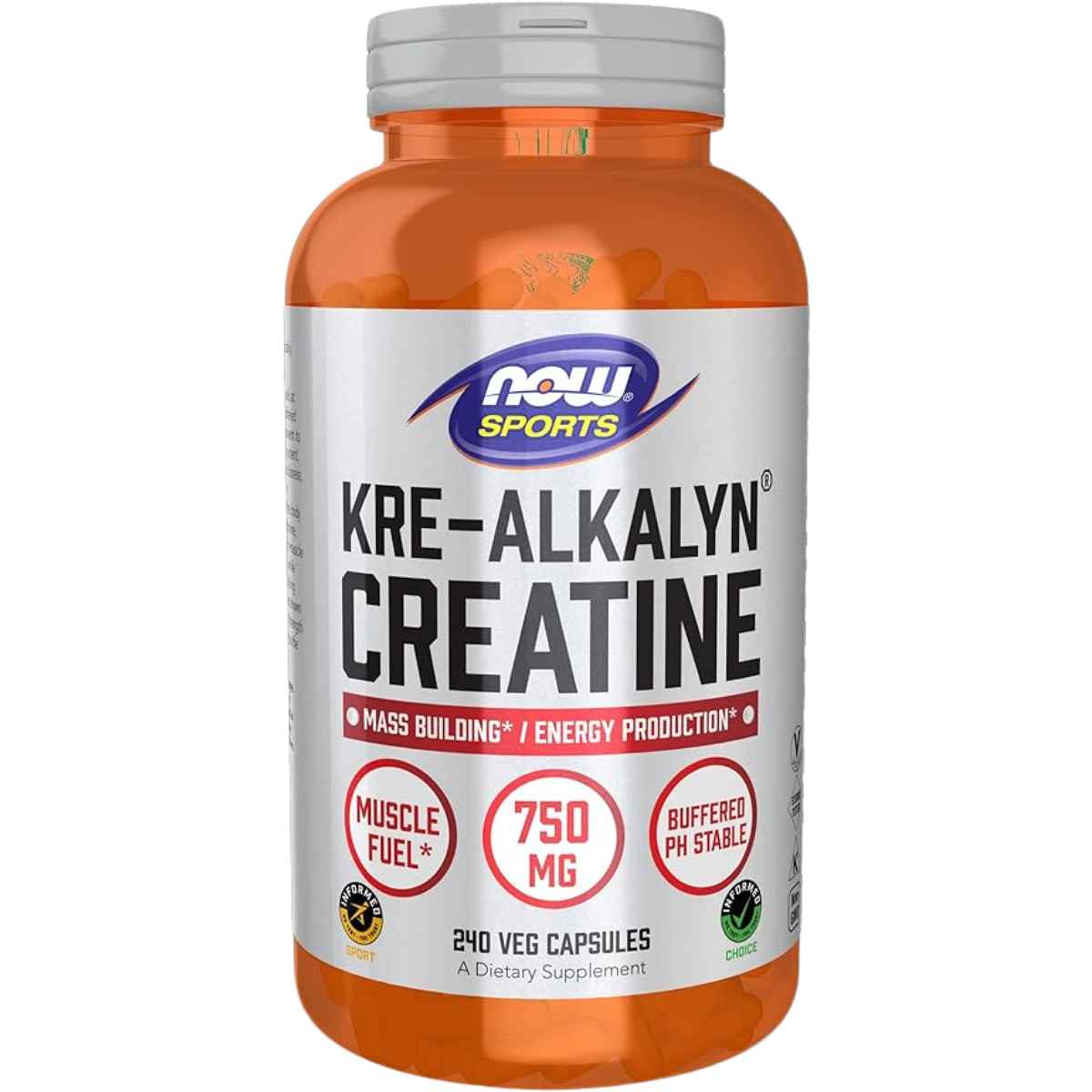 NOW Foods Kre-Alkalyn® Creatina 750 mg - 240 Cápsulas Veganas - Haz Tu Pedido