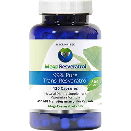 Mega Resveratrol Trans-Resveratrol 495 mg - 120 Cápsulas Vegetales - Haz Tu Pedido