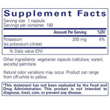 Pure Encapsulations Potasio (Citrato) - 180  Cápsulas - Tabla Nutricional - Haz Tu Pedido