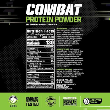 MusclePharm Proteína en Polvo - Sabor Vainilla - 4 lb - Tabla Nutricional - Haz Tu Pedido