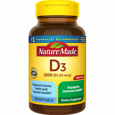 Nature Made Vitamina D3  1000 IU - 180 Cápsulas Blandas - Haz Tu Pedido