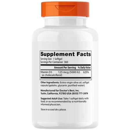Doctor’s Best Vitamina D3 5000 IU - Cápsulas Blandas