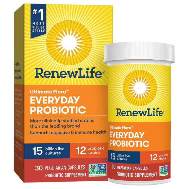 Renew Life Ultimate Flora Probiótico Diario 15 Mil Millones CFU - 30 Cápsulas Vegetarianas - Haz Tu Pedido