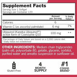 Qunol Mega Ubiquinol CoQ10 100 mg - 120 Cápsulas Blandas - Tabla Nutricional - Haz Tu Pedido
