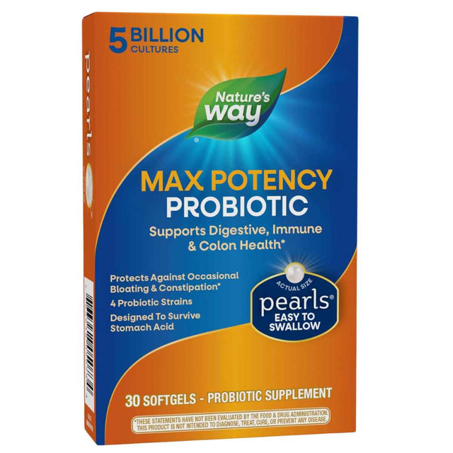 Natures Way Pearls® Probiótico Máxima Potencia 5 Mil Millones CFU - 30 Cápsulas Blandas - Haz Tu Pedido