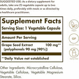 Solgar Extracto de Semilla de Uva 100 mg - 60  Cápsulas Vegetales - Tabla Nutricional - Haz Tu Pedido