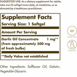 Solgar  Perlas de Aceite de Ajo - 250  Cápsulas Blandas - Tabla Nutricional - Haz Tu Pedido
