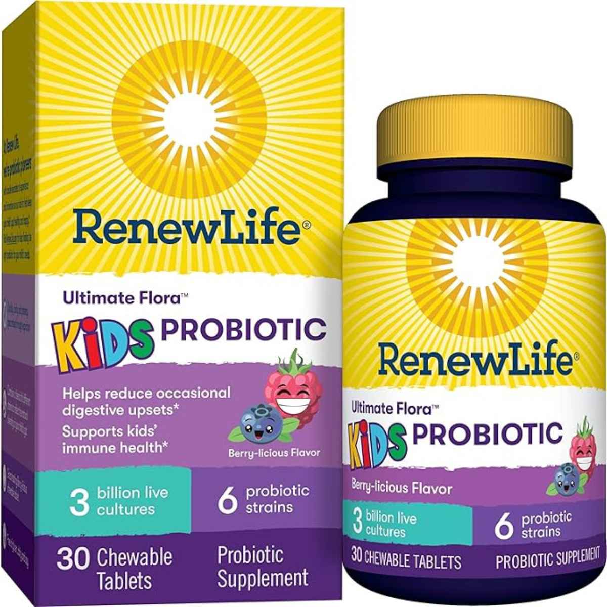 Renew Life Probióticos Para Niños 3 Mil Millones CFU - Tabletas masticables