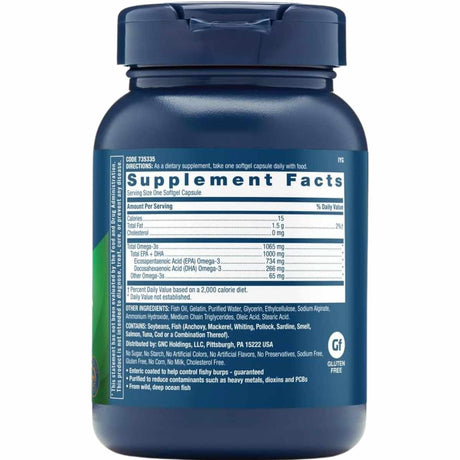 GNC Aceite De Pescado Triple Fuerza  - 60 Cápsulas Blandas - Tabla Nutricional - Haz Tu Pedido