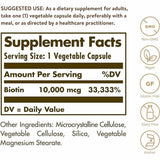 Solgar Biotina  1000 mcg - 120 Cápsulas Vegetales - Tabla Nutricional - Haz Tu Pedido