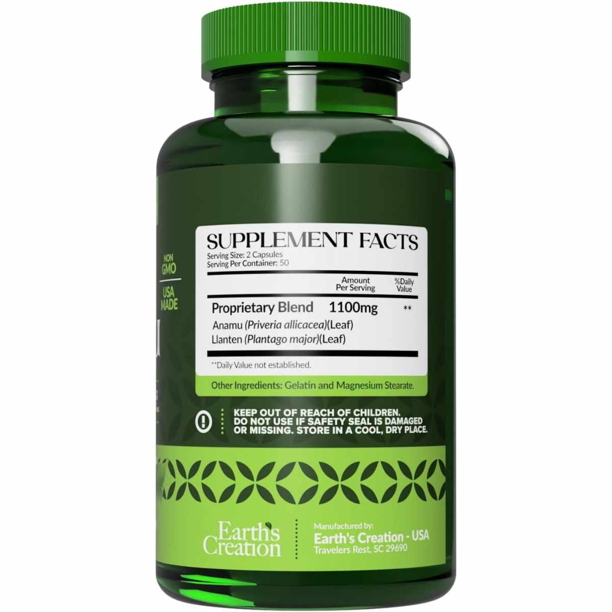 Earths Creation Anamú 1250 mg - 100 Cápsulas
