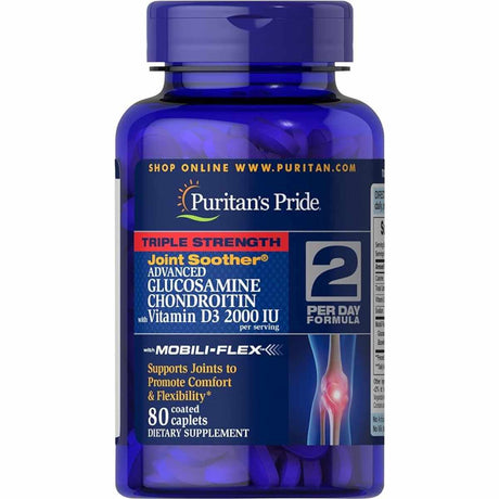 Puritans Pride Glucosamina Condroitina Triple Fuerza Con Vitamina D3 - 80 Comprimidos - Haz Tu Pedido