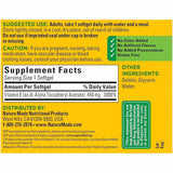 Nature Made Vitamina E 1000 UI 450 mg - 60 Cápsulas Blandas - Tabla Nutricional - Haz Tu Pedido