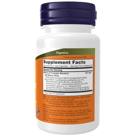 NOW Foods Clinical GI Probiotico™  - 60 Cápsulas - Tabla Nutricional - Haz Tu Pedido