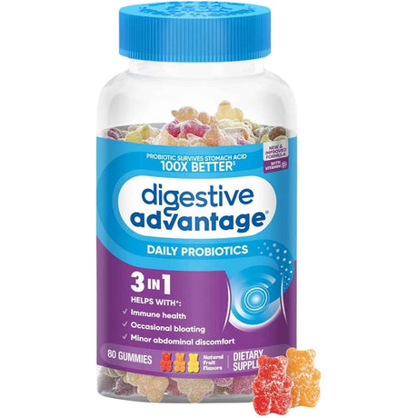 Digestive Advantage Probiótico Diario - Sabor Frutas - 80 Gomitas - Haz Tu Pedido